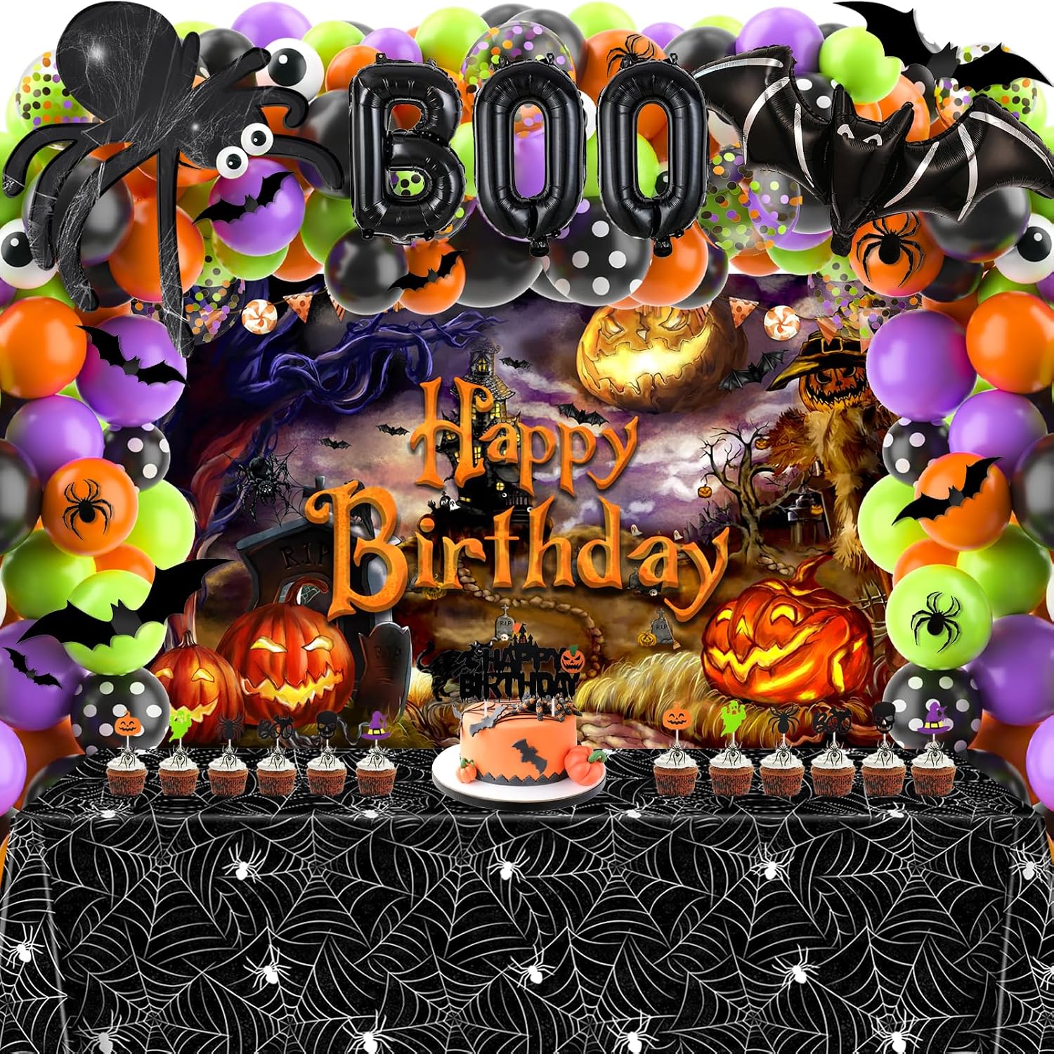 Balloon Arch Kit - Dekorasi Pesta Halloween 105Pcs Kit Taplak