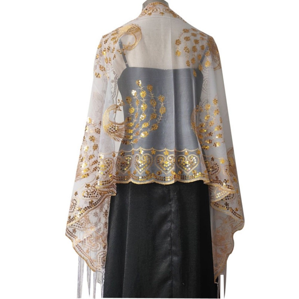 Glitter Tablecloth - Selendang Pernikahan Elegan Berpayet, Selendang Renda