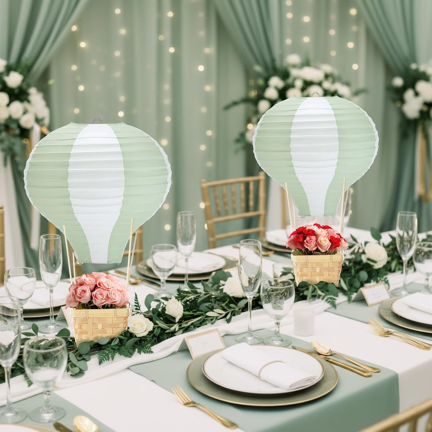 6-24PCS Lampion Kertas Sage De - Centerpiece Stick ulasan dan harga